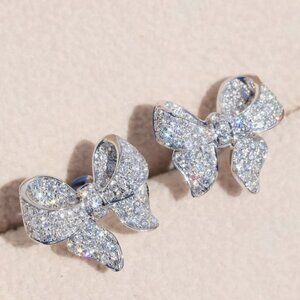 NEW - Silver coquette bow earrings, bow stud earrings, Minimalist Jewelry
